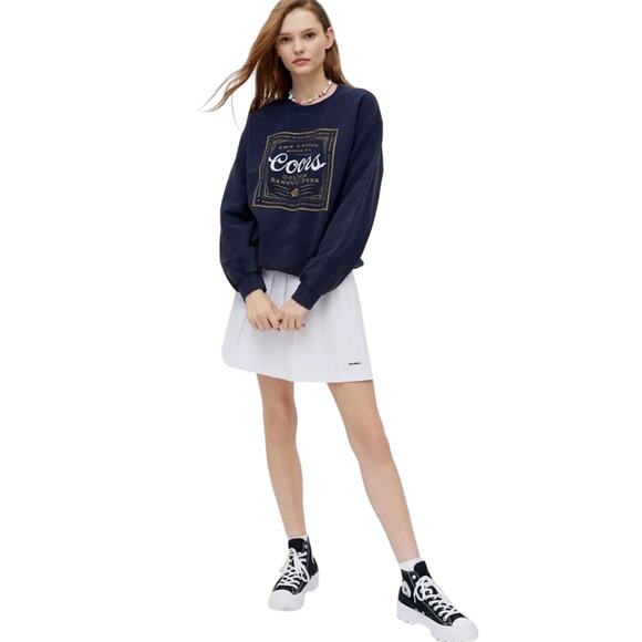 NWT Urban Outfitters Coors Banquet Crew Neck Navy Blue Sweatshirt Size Small - Picture 2 of 11